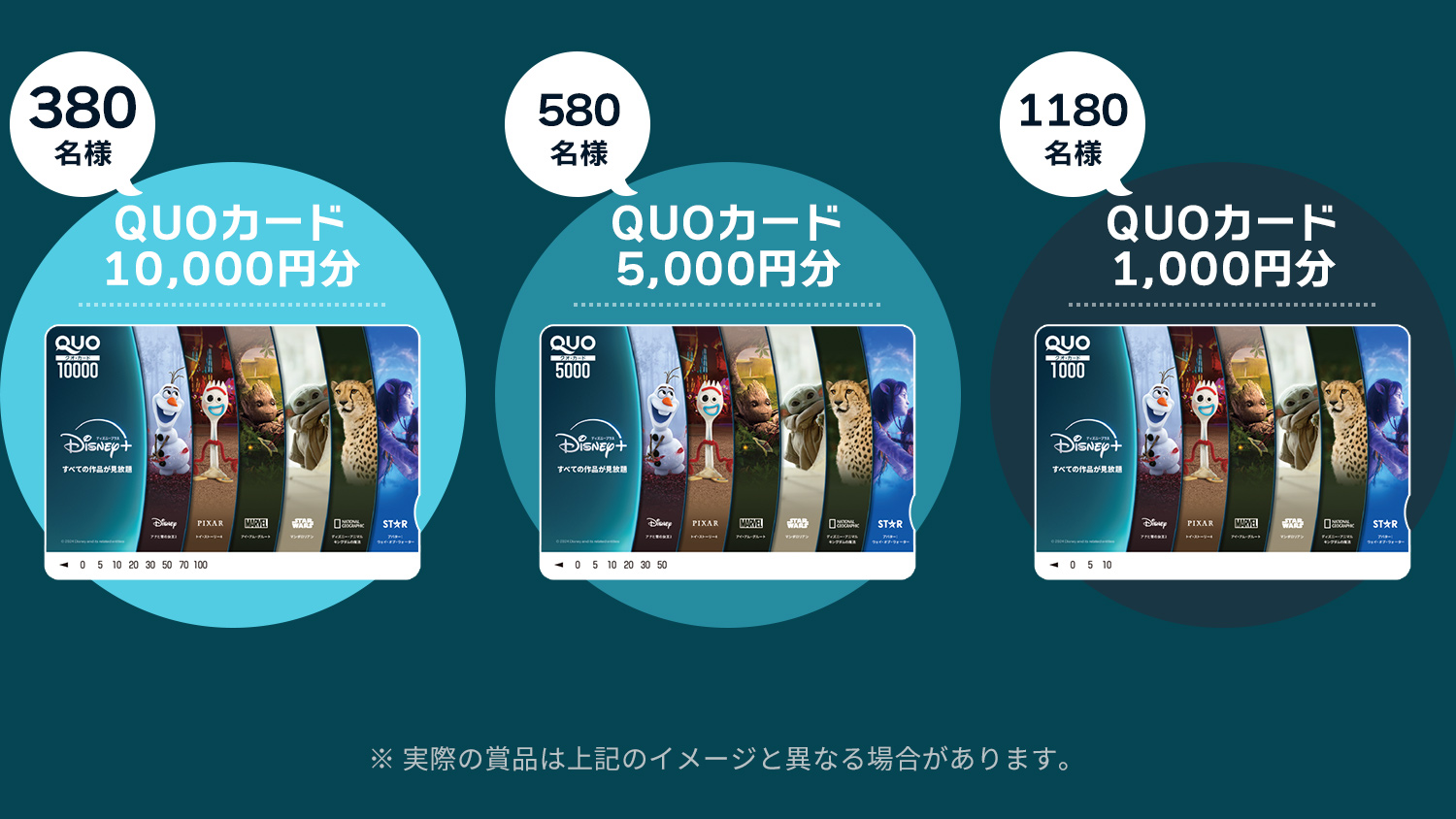 ディズニープラス オリジナルデザインQUOカードが抽選で当たる